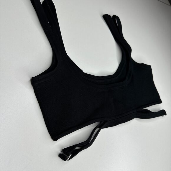 Dion Lee Sexy Black Strappy Crop Tank Top Double Adjustable Strap Cutouts XS - Picture 6 of 13